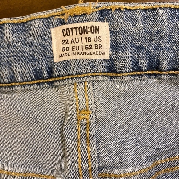 Cotton:On NWT 18 Plus High Rise Straight Jeans Cut Offs, Stretch, Distressed - Picture 8 of 12